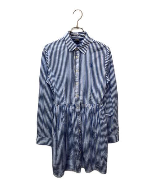 POLO RALPH LAUREN（ポロ・ラルフローレン）POLO RALPH LAUREN (ポロ・ラルフローレン) ストライプシャツワンピース ブルー サイズ:キッズ規格16の古着・服飾アイテム