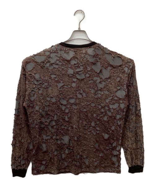 DIESEL（ディーゼル）DIESEL (ディーゼル) T-OVERT / デストロイヘンリーネックカットソー ブラウン×ブラック サイズ:Sの古着・服飾アイテム