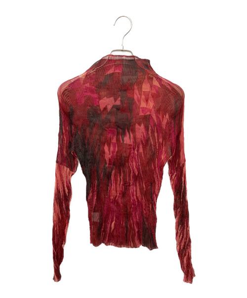 ISSEY MIYAKE（イッセイミヤケ）ISSEY MIYAKE (イッセイミヤケ) 総柄シアープリーツカットソー レッド サイズ:２の古着・服飾アイテム