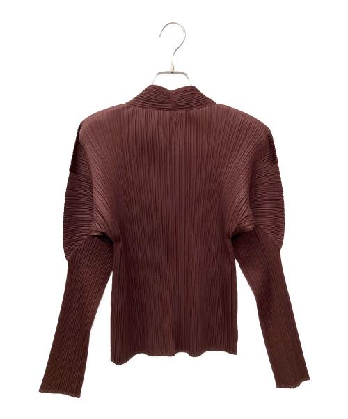 PLEATS PLEASE（プリーツプリーズ）PLEATS PLEASE (プリーツプリーズ) プリーツカーディガン レディッシュブラウン サイズ:3の古着・服飾アイテム