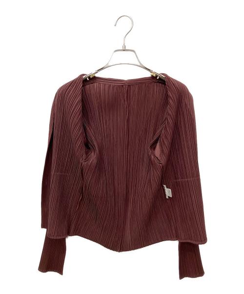 PLEATS PLEASE（プリーツプリーズ）PLEATS PLEASE (プリーツプリーズ) プリーツカーディガン レディッシュブラウン サイズ:3の古着・服飾アイテム