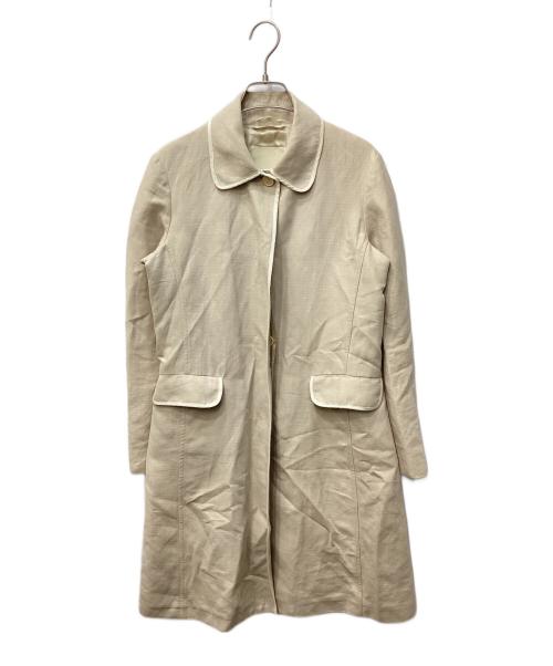 'S Max Mara（エスマックスマーラ）'S Max Mara (エスマックスマーラ) コットンリネンパイピング比翼コート ベージュ サイズ:40の古着・服飾アイテム