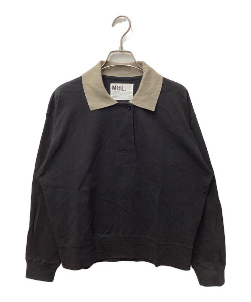 MHL（マーガレットハウエル）MHL (マーガレットハウエル) AIR COTTON JERSEY / エアーコットンロングポロシャツ ブラック サイズ:2の古着・服飾アイテム