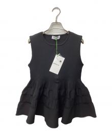 HeRIN.CYE（ヘリンドットサイ）の古着「Peplum knit tops ペプラムニット」｜ブラック