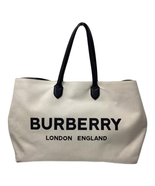 BURBERRY（バーバリー）BURBERRY (バーバリー) Lewes Logo Canvas Tote　「ルイス ロゴ キャンバス トート」 アイボリーの古着・服飾アイテム