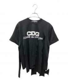 CDG（シーディージー）の古着「短冊カッティングロゴカットソー」｜ブラック