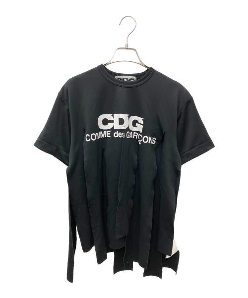 CDG（シーディージー）CDG (シーディージー) 短冊カッティングロゴカットソー ブラック サイズ:Mの古着・服飾アイテム