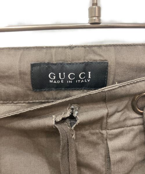 GUCCI（グッチ）GUCCI (グッチ) ドロストコットンパンツ ブラウン サイズ:46の古着・服飾アイテム
