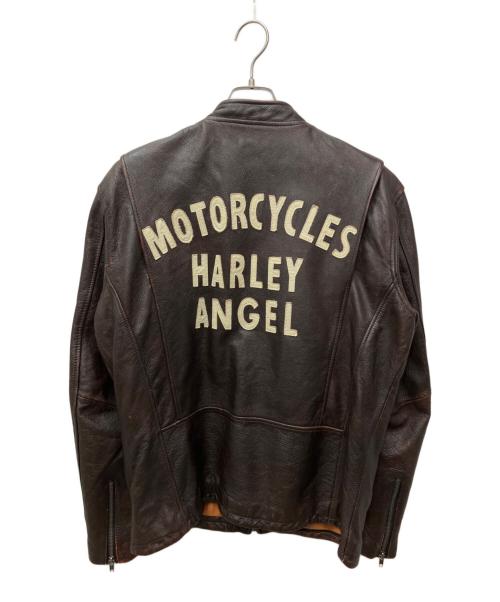HARLEYANGEL（ハーレー・エンジェル）HARLEYANGEL (ハーレー・エンジェル) カウレザーシングルライダースジャケット ブラウン サイズ:XLの古着・服飾アイテム