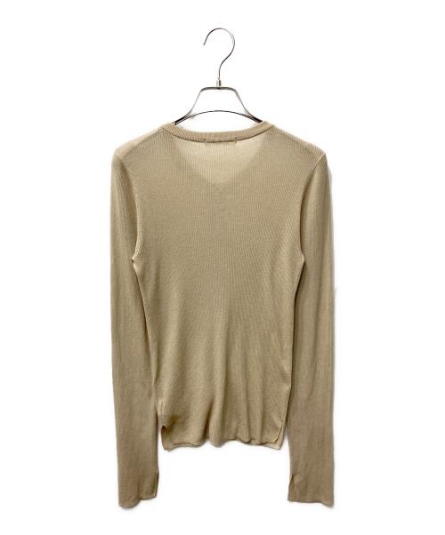 Whim Gazette（ウィムガゼット）Whim Gazette (ウィムガゼット) シアーリブニットカーディガン ベージュ サイズ:FREEの古着・服飾アイテム