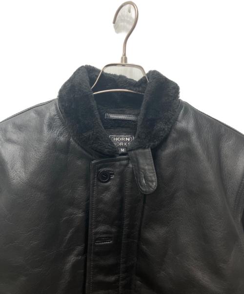 HORN WORKS（ホーンワークス）HORN WORKS (ホーンワークス) バッファローレザーボアジャケット ブラック サイズ:Mの古着・服飾アイテム