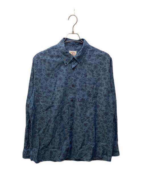 BROOKS BROTHERS Red Fleece（ブルックスブラザーズレッドフリース）Brooks Brothers Red Fleece (ブルックスブラザーズレッドフリース) コットンシャンブレーペイズリープリントボタンダウンシャツ インディゴ サイズ:XLの古着・服飾アイテム