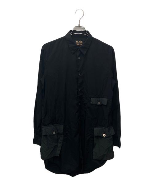 BLACK COMME des GARCONS（ブラックコムデギャルソン）BLACK COMME des GARCONS (ブラックコムデギャルソン) ガーメントダイパッチポケットシャツ ブラック サイズ:Lの古着・服飾アイテム
