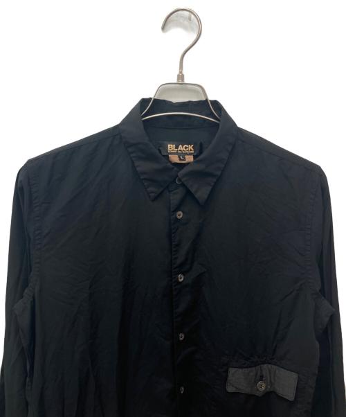 BLACK COMME des GARCONS（ブラックコムデギャルソン）BLACK COMME des GARCONS (ブラックコムデギャルソン) ガーメントダイパッチポケットシャツ ブラック サイズ:Lの古着・服飾アイテム
