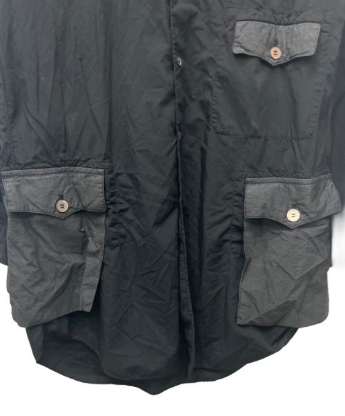 BLACK COMME des GARCONS（ブラックコムデギャルソン）BLACK COMME des GARCONS (ブラックコムデギャルソン) ガーメントダイパッチポケットシャツ ブラック サイズ:Lの古着・服飾アイテム