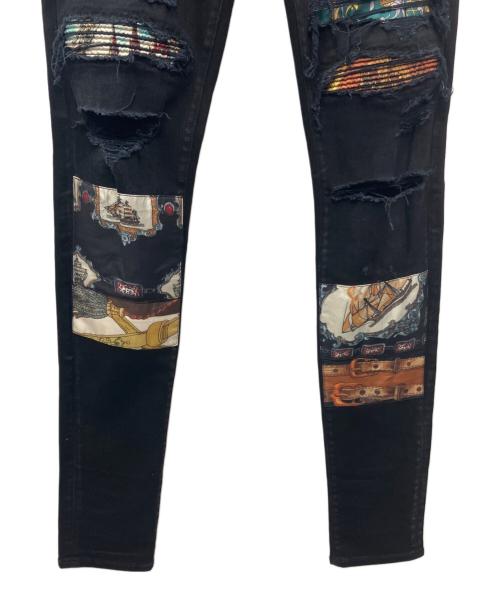 AMIRI（アミリ）AMIRI (アミリ) scarves art patch jeans ブラック サイズ:30の古着・服飾アイテム
