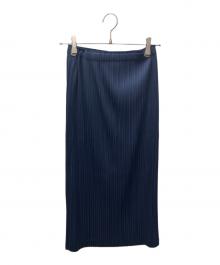 PLEATS PLEASE（プリーツプリーズ）の古着「LOOP BOTTOMS プリーツスカート」｜ブルー