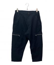 COMME des GARCONS HOMME DEUX（コムデギャルソン オム ドゥ）の古着「エステル加工糸 サージ製品染 ジップデザイン パンツ」｜ネイビー