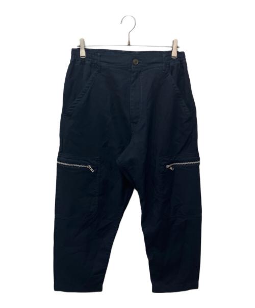 COMME des GARCONS HOMME DEUX（コムデギャルソン オム ドゥ）COMME des GARCONS HOMME DEUX (コムデギャルソン オム ドゥ) エステル加工糸 サージ製品染 ジップデザイン パンツ ネイビー サイズ:Mの古着・服飾アイテム