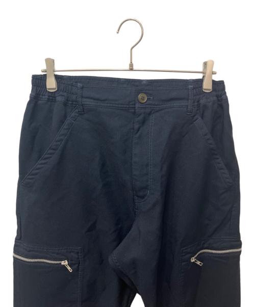 COMME des GARCONS HOMME DEUX（コムデギャルソン オム ドゥ）COMME des GARCONS HOMME DEUX (コムデギャルソン オム ドゥ) エステル加工糸 サージ製品染 ジップデザイン パンツ ネイビー サイズ:Mの古着・服飾アイテム