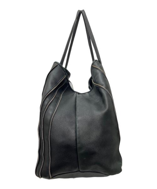 JIMMY CHOO（ジミーチュウ）JIMMY CHOO (ジミーチュウ) ジッパーデザインレザートートバッグ ブラックの古着・服飾アイテム