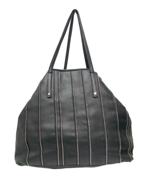 JIMMY CHOO（ジミーチュウ）JIMMY CHOO (ジミーチュウ) ジッパーデザインレザートートバッグ ブラックの古着・服飾アイテム