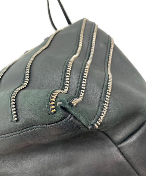 JIMMY CHOO（ジミーチュウ）JIMMY CHOO (ジミーチュウ) ジッパーデザインレザートートバッグ ブラックの古着・服飾アイテム