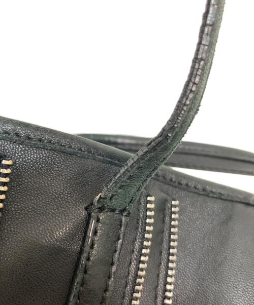 JIMMY CHOO（ジミーチュウ）JIMMY CHOO (ジミーチュウ) ジッパーデザインレザートートバッグ ブラックの古着・服飾アイテム