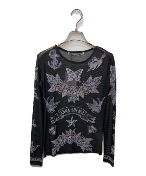 ANNA SUI（アナスイ）ANNA SUI (アナスイ) タトゥーグラフィックシアートップ ブラック サイズ:FREEの古着・服飾アイテム