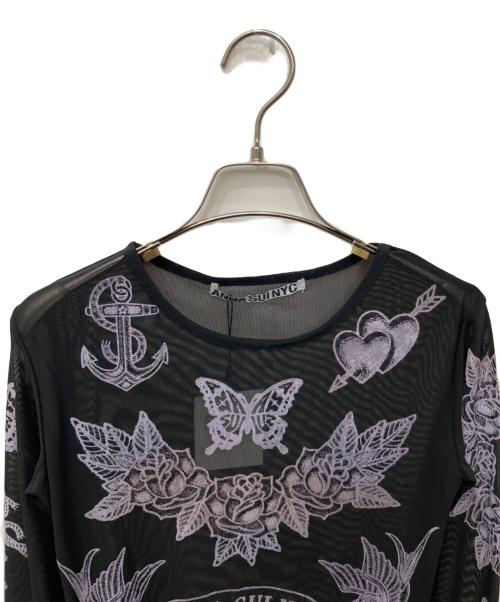 ANNA SUI（アナスイ）ANNA SUI (アナスイ) タトゥーグラフィックシアートップ ブラック サイズ:FREEの古着・服飾アイテム