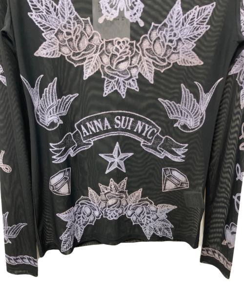 ANNA SUI（アナスイ）ANNA SUI (アナスイ) タトゥーグラフィックシアートップ ブラック サイズ:FREEの古着・服飾アイテム