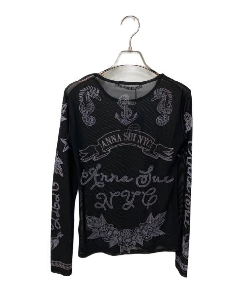 ANNA SUI（アナスイ）ANNA SUI (アナスイ) タトゥーグラフィックシアートップ ブラック サイズ:FREEの古着・服飾アイテム