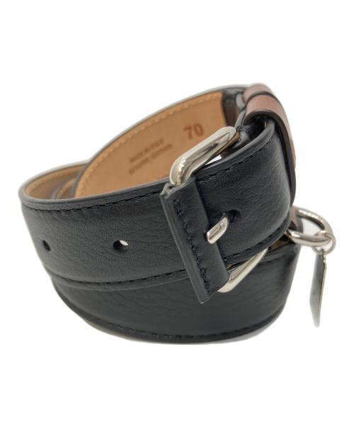 Maison Margiela（メゾンマルジェラ）Maison Margiela (メゾンマルジェラ) Contrast Leather Belt / コントラストレザーベルト ブラック サイズ:70の古着・服飾アイテム
