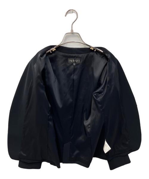 INDIVI（インディヴィ）INDIVI (インディヴィ) ストレッチノーカラージャケット ネイビー サイズ:38の古着・服飾アイテム