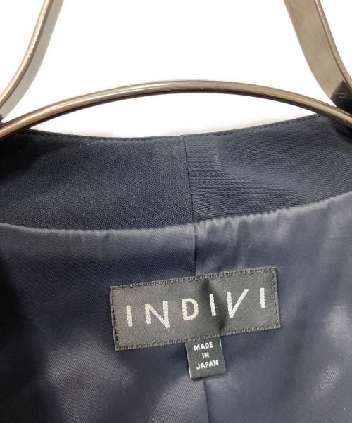 INDIVI（インディヴィ）INDIVI (インディヴィ) ストレッチノーカラージャケット ネイビー サイズ:38の古着・服飾アイテム
