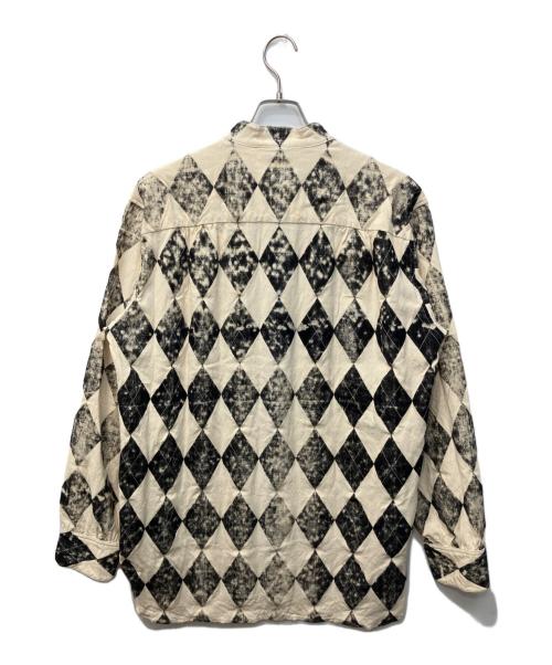 masu（エムエーエスユー）MASU (エムエーエスユー) ARGYLE SHIRTS / プリント×ステッチ アーガイルシャツ ブラック×ベージュ サイズ:48の古着・服飾アイテム