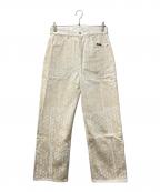 YANCHAOヤンチャオ）の古着「Tribal Pattern Rubber Printing Denim/トライバルパターンラバープリンティングデニムパンツ」｜アイボリー