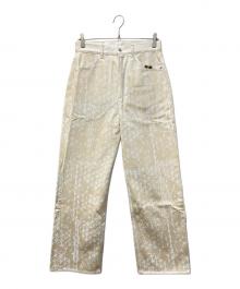 YANCHAO（ヤンチャオ）の古着「Tribal Pattern Rubber Printing Denim/トライバルパターンラバープリンティングデニムパンツ」｜アイボリー
