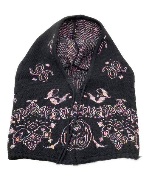 JUNNAKAYAMA（ジュンナカヤマ）JUNNAKAYAMA (ジュンナカヤマ) PAISLEY KNIT HOOD BALACLAVA ブラックの古着・服飾アイテム