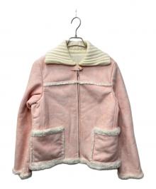 courreges（クレージュ）の古着「フェイクムートンハーフコート」｜ライトピンク