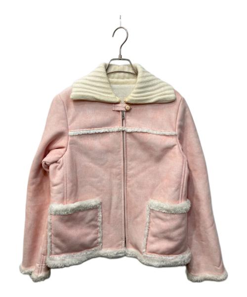 courreges（クレージュ）courreges (クレージュ) フェイクムートンハーフコート ライトピンク サイズ:9ARの古着・服飾アイテム
