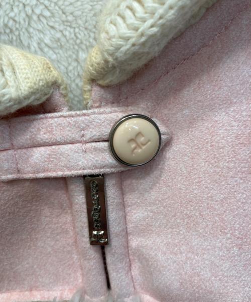 courreges（クレージュ）courreges (クレージュ) フェイクムートンハーフコート ライトピンク サイズ:9ARの古着・服飾アイテム