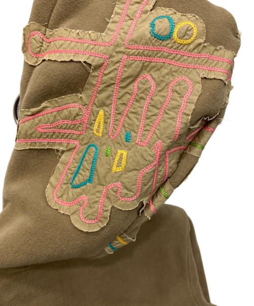 stussy（ステューシー）stussy (ステューシー) フードパッチワークジップパーカー オリーブ サイズ:Mの古着・服飾アイテム