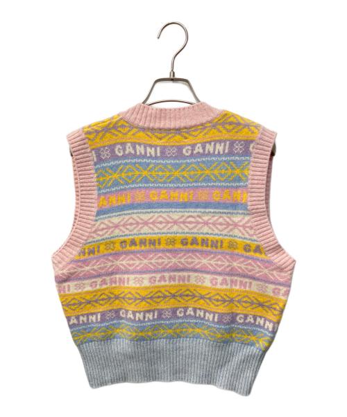 GANNI（ガニー）Ganni (ガニー) LOGO WOOL MIX VEST/ロゴウールミックスベスト ライトピンク サイズ:Mの古着・服飾アイテム