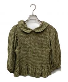 little sunny bite（リトルサニーバイト）の古着「Check short blouse（チェックショートブラウス）」｜黄緑