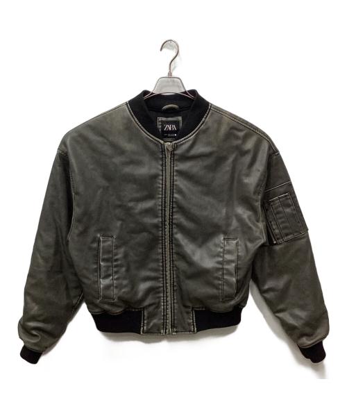 ZARA（ザラ）ZARA (ザラ) FAUX LEATHER BOMBER JACKET グレー サイズ:Mの古着・服飾アイテム