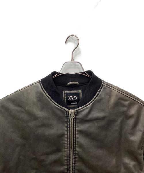 ZARA（ザラ）ZARA (ザラ) FAUX LEATHER BOMBER JACKET グレー サイズ:Mの古着・服飾アイテム