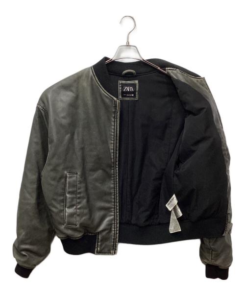 ZARA（ザラ）ZARA (ザラ) FAUX LEATHER BOMBER JACKET グレー サイズ:Mの古着・服飾アイテム
