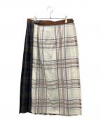 O'NEIL OF DUBLINオニールオブダブリン）の古着「PATCHWORK LONG KILT SKIRT　(パッチワークロングキルトスカート)」｜ブラウン×ネイビー
