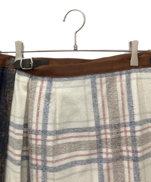 O'NEIL OF DUBLIN（オニールオブダブリン）O'NEIL OF DUBLIN (オニールオブダブリン) PATCHWORK LONG KILT SKIRT　(パッチワークロングキルトスカート) ブラウン×ネイビー サイズ:14の古着・服飾アイテム